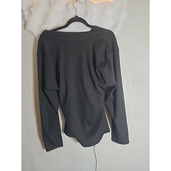 Black Top Shirt Cross Back Ballerina Long Sleeve Womens XL Casual Whimsigoth - Picture 4 of 5